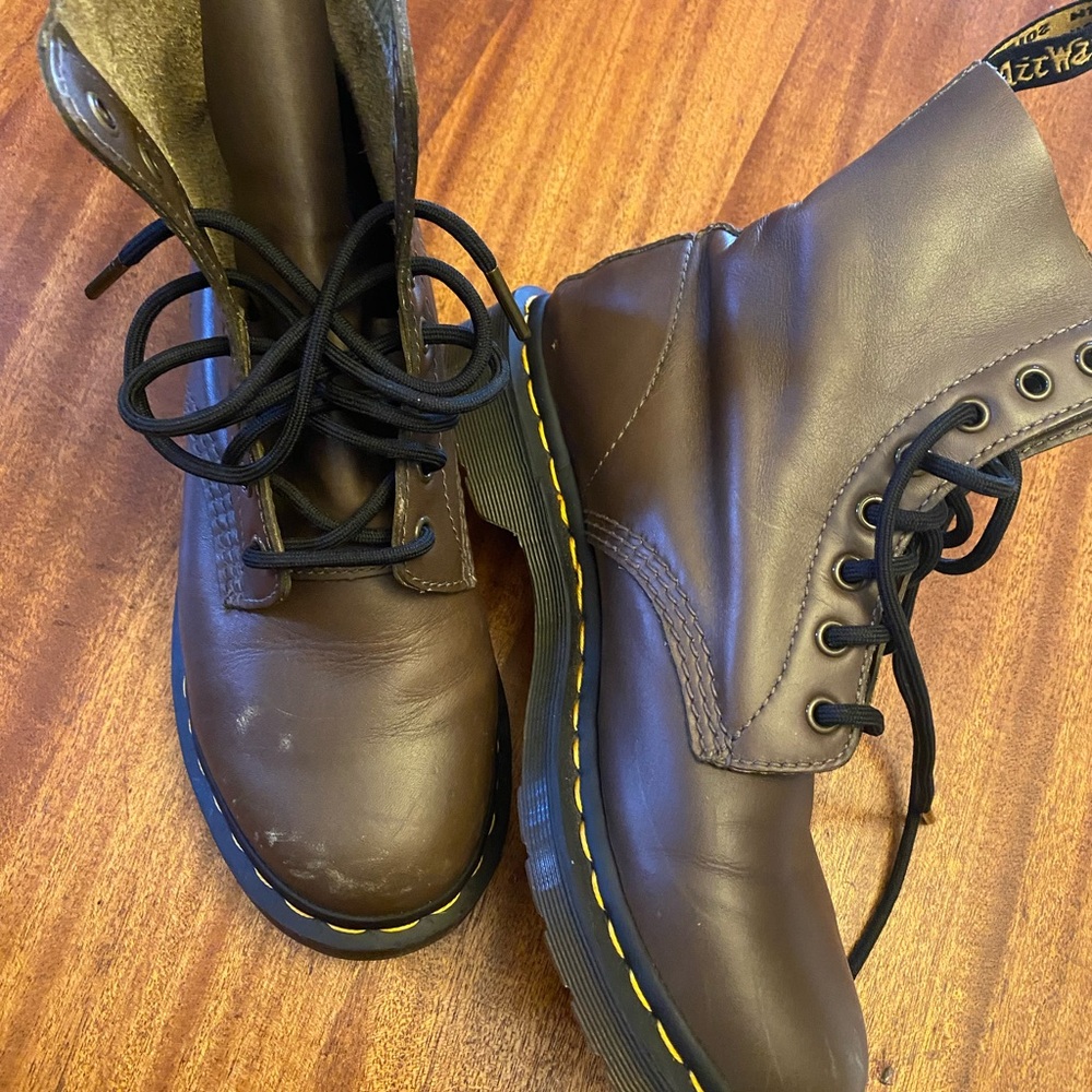 Dr. Martens Olive Brown Leather Boots